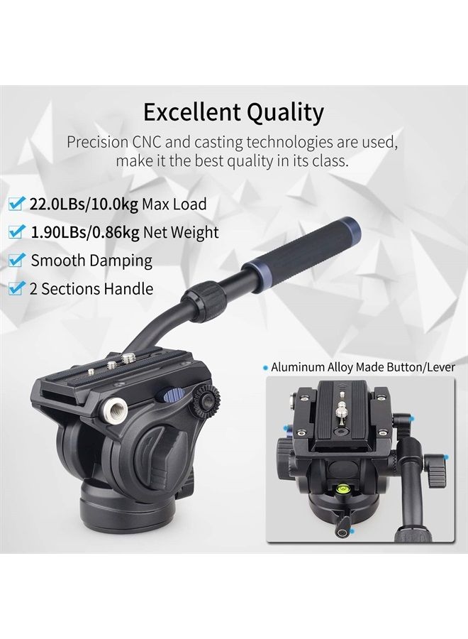 Video Camera Tripod Fluid Head-INNOREL F60,Professional Drag Pan Panoramic Fluid Head with 1/4" and 3/8" Screws Sliding Plate for DSLR Cameras,Camcorders, Telescope，Monopod,Max Load 22lbs (F60)