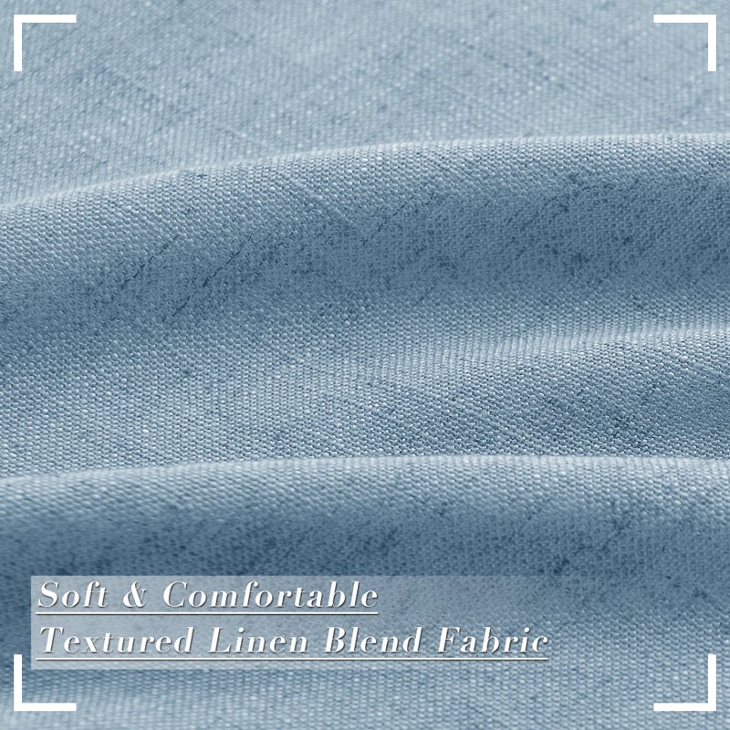 Joywell Linen Blend Pinch Pleated Curtains 90 Inch Long Back Tab Clip Rings Semi Sheer Light Filtering Window Drapes Soft Lightweight with Hooks for Bedroom Living Room W50 x L90 Blue 2 Panels Set - Image 3