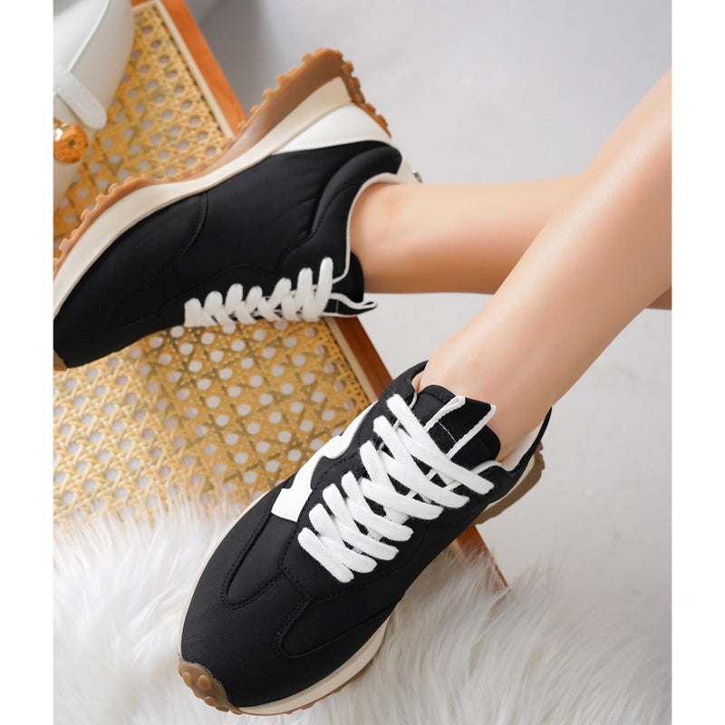 Project Cloud Trendy Fashion Sneakers for Women 2026 - Memory Foam and Non-Slip Comfortable Casual Ladies Shoes for Womens Fashion Sneakers - Lightweight Lace-up Shoes (LECCO, BLK, 8) - Image 2