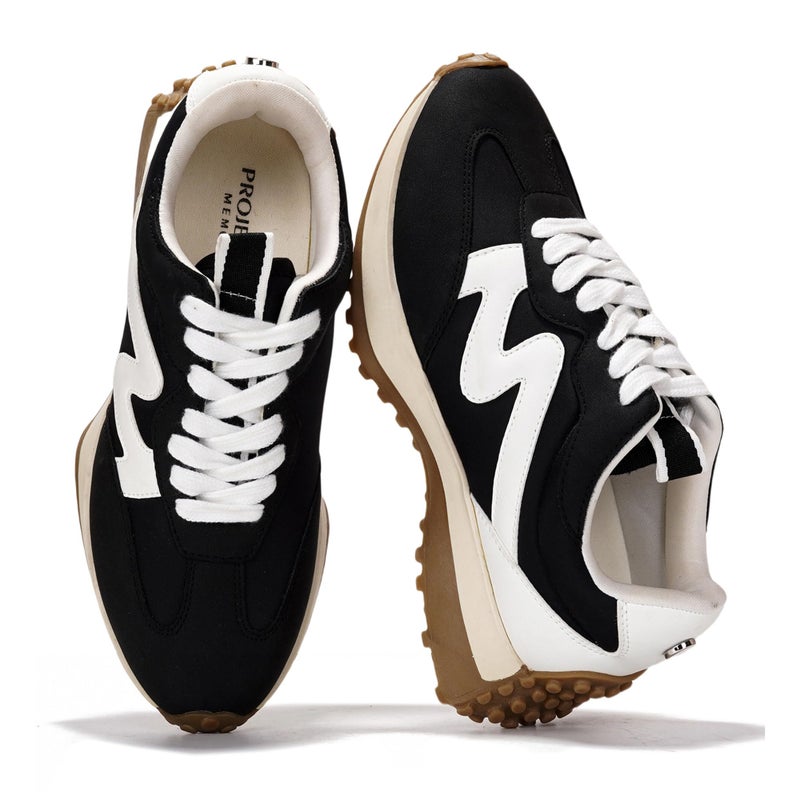 Project Cloud Trendy Fashion Sneakers for Women 2026 - Memory Foam and Non-Slip Comfortable Casual Ladies Shoes for Womens Fashion Sneakers - Lightweight Lace-up Shoes (LECCO, BLK, 8) - Image 1