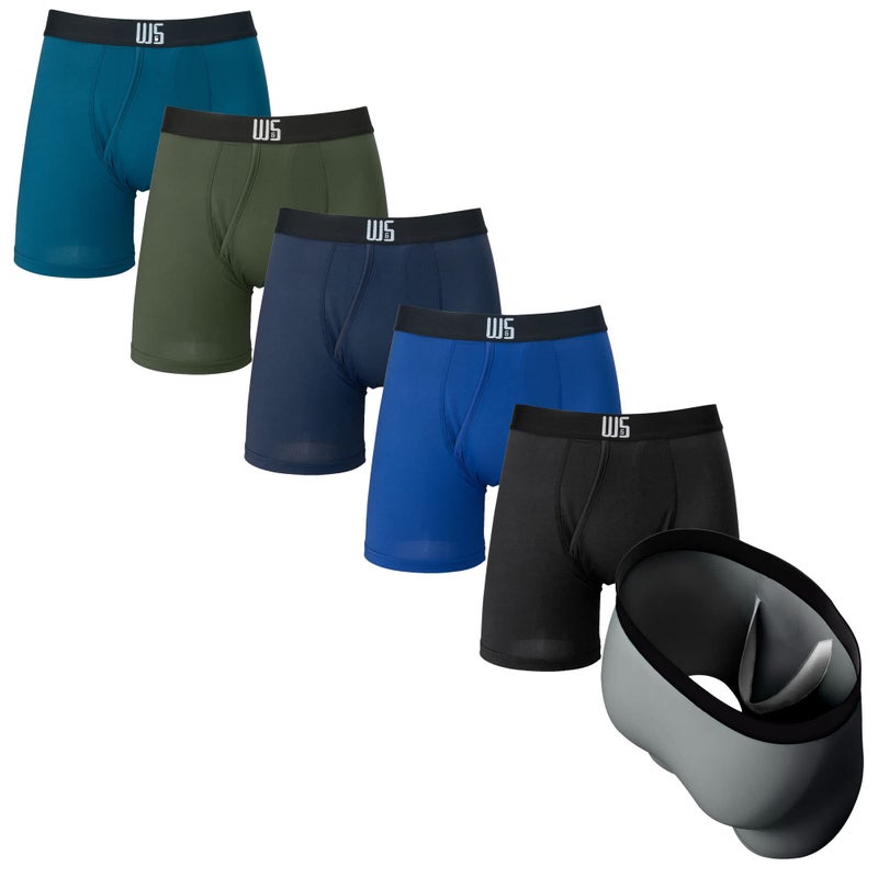 Warriors & Scholars | Boxer Briefs With Pouch | Man Underwear W/Chafe Safe Pouch | Mens boxer briefs| Printed Briefs | 6 pack, Pack Am30fbp, 3X-Large - Image 1