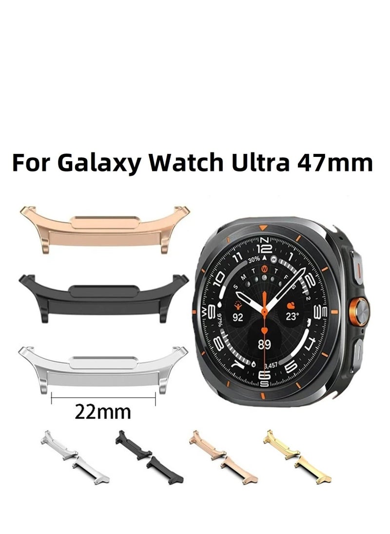 Generic - 1pair Connectors for Samsung Galaxy Watch Ultra 47mm Connector 22mm Watch Band Metal Stainless Steel Connection Adapter for Galaxy Watch Ultra Band Accessories (Black) - Image 1