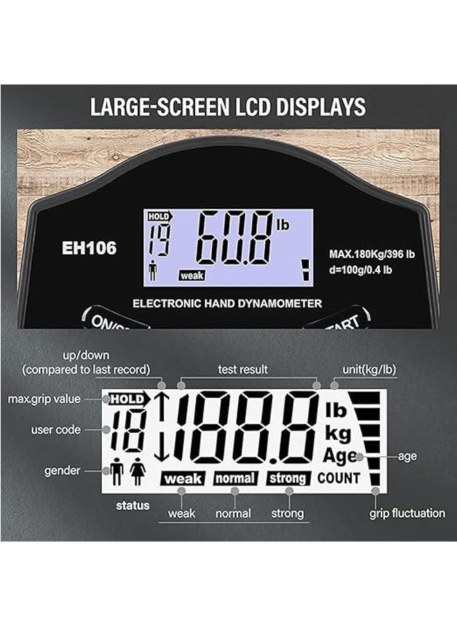 جنرال - قبضة قوة تستر ، 180KG الرقمية اليد دينامومتر قبضة Ergometer USB شاشة LCD قبضة دينامومتر - Image 1