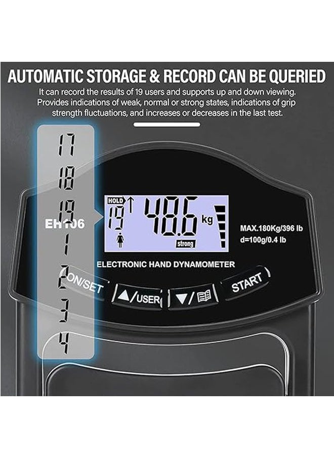 جنرال - قبضة قوة تستر ، 180KG الرقمية اليد دينامومتر قبضة Ergometer USB شاشة LCD قبضة دينامومتر - Image 1