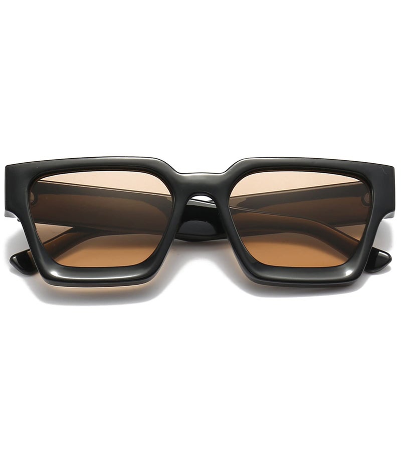 EYLRIM Thick Square Frame Sunglasses for Women Men Fashion Chunky Rectangle Sun Glasses Black Shades(14 Black/Champagne) - Image 3