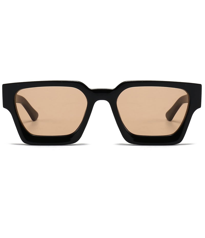 EYLRIM Thick Square Frame Sunglasses for Women Men Fashion Chunky Rectangle Sun Glasses Black Shades(14 Black/Champagne) - Image 4
