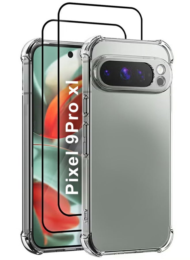 CATANES (for Google Pixel 9 Pro XL) 3 Packs TPU Case and 2 Screen Protectors Shockproof Soft TPU Bumper and Hard PC Back Case Anti-Scratch,Drop Protection,Slim Fit Gorilla Case Cover  - Image 1