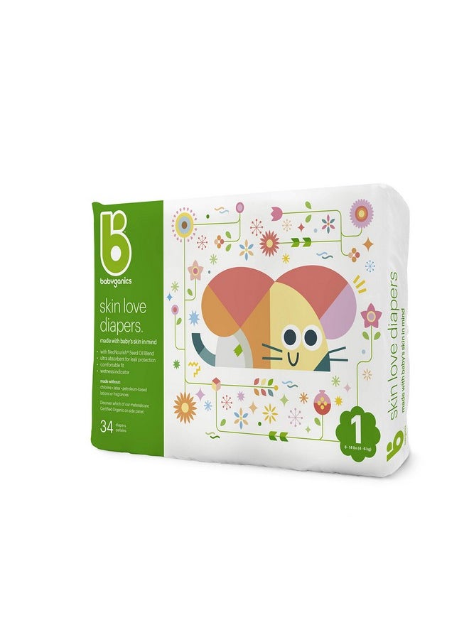 Babyganics Babyganics Diapers, Size 1, 34 Ct, Ultra Absorbent Diapers, 2 Packs  - Image 1