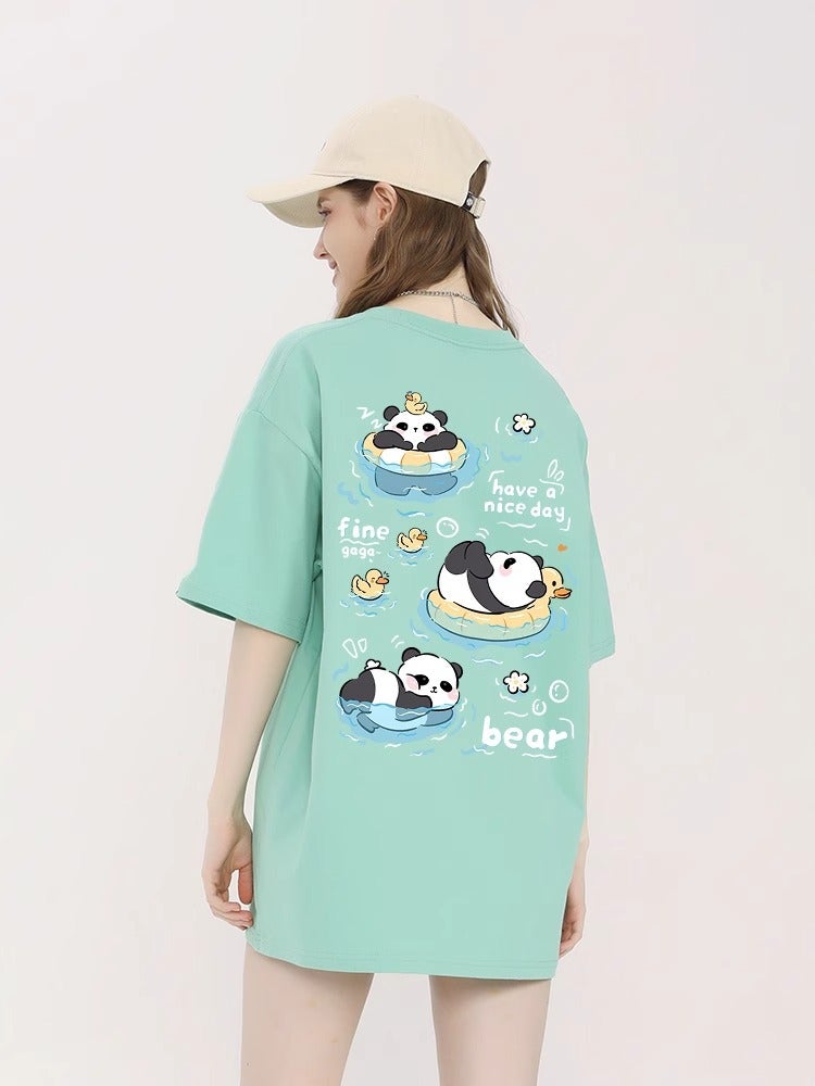 Printed T-Shirt Women'S Short-Sleeved 2025 Niche Design Sense Milk Blue Half-Sleeved Loose Top Trendy - Image 4