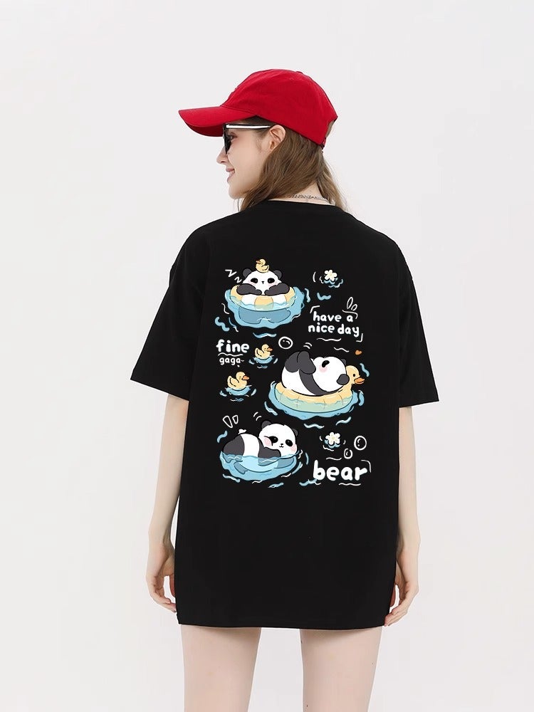 Printed T-Shirt Women'S Short-Sleeved 2025 Niche Design Sense Milk Blue Half-Sleeved Loose Top Trendy - Image 5
