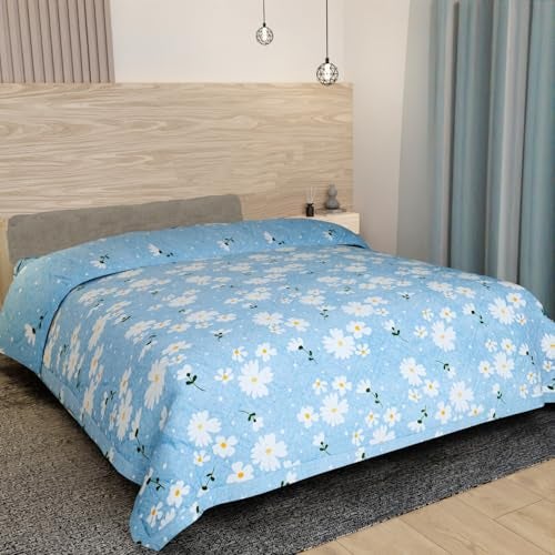 Akshya Cotton Double Bed AC Comforter Reversible Lightweight Summer Blanket for King Size Double Bed 230x240 cm 200 TC Breathable Cotton Dohar - Image 1
