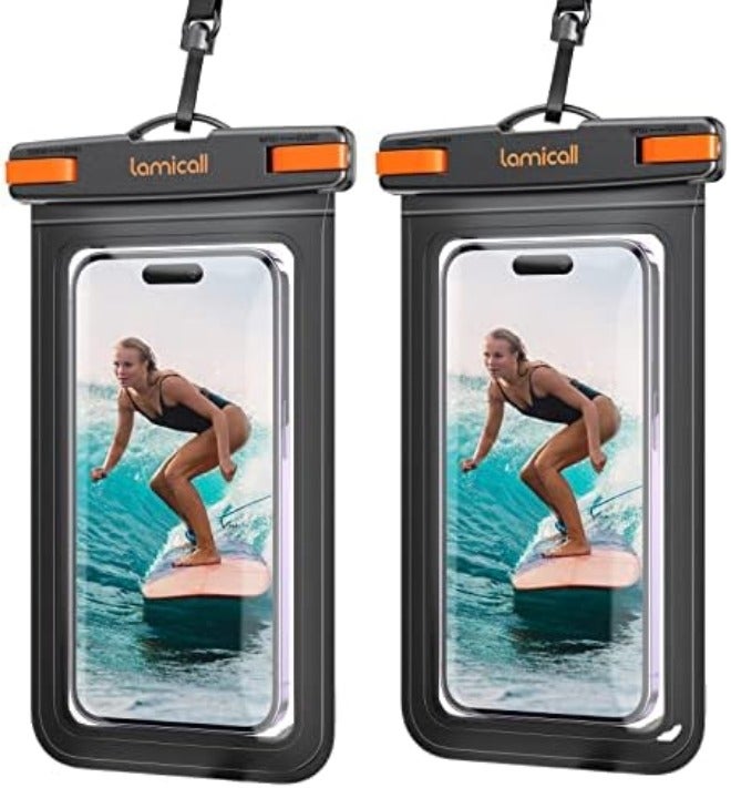 Lamicall Waterproof Phone Pouch Case - [2 Pack] IPX8 Beach & Cruise Essentials, Touch Screen, Easy Lock, Cell Phone Dry Bag for iPhone 17 16 15 14 13 12 11 Pro Max Plus, Galaxy S25, fit 7" with Case - Image 1