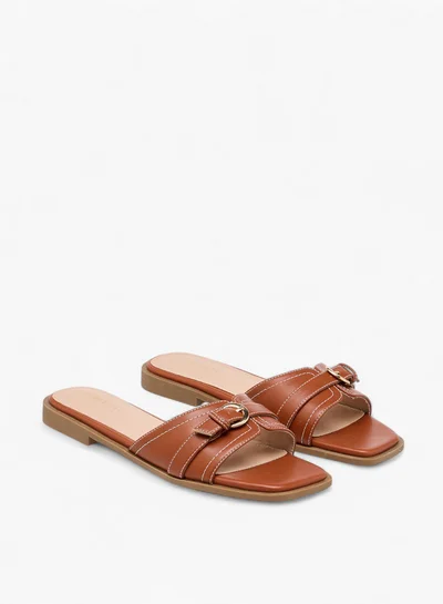 Flora Bella By Shoexpress Women Buckle Accent Slip-On Flat Sandals