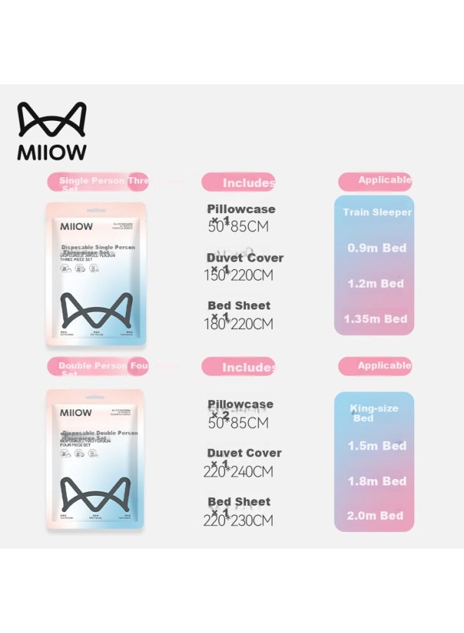 MIIOW Miiow Disposable Four-piece Cotton Soft Thickened Anti-dirty Sterile Wash-free Travel Business Hotel Bed Sheet Duvet Cover Pillowcase - Image 5