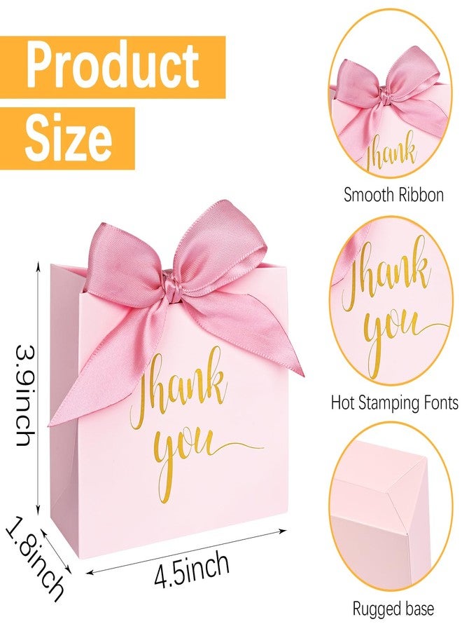 DECHISY 60-Pack Small Thank You Bags, 4.5x1.8x3.9 Inches Pink Paper Gift Bags With Ribbon - Mini Candy Boxes For Wedding, Birthdays & More - Image 3