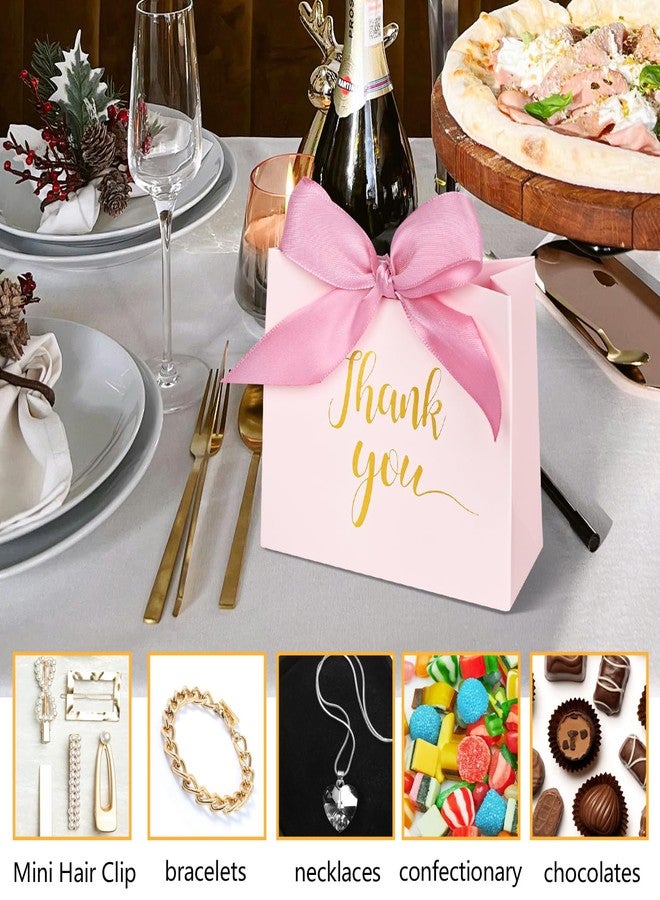 DECHISY 60-Pack Small Thank You Bags, 4.5x1.8x3.9 Inches Pink Paper Gift Bags With Ribbon - Mini Candy Boxes For Wedding, Birthdays & More - Image 4