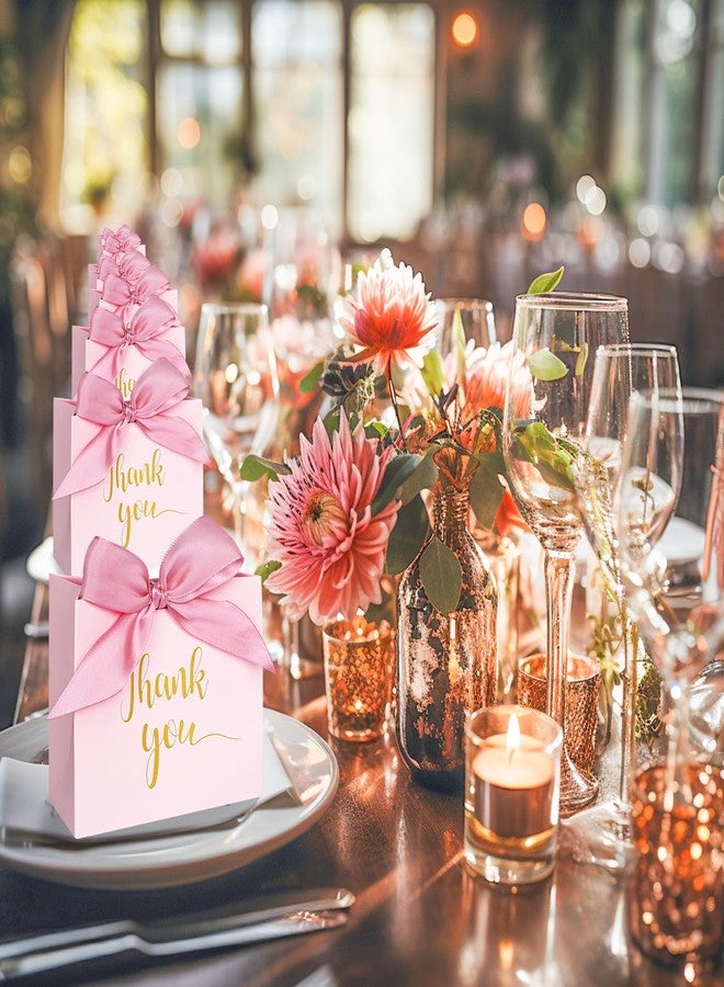 DECHISY 60-Pack Small Thank You Bags, 4.5x1.8x3.9 Inches Pink Paper Gift Bags With Ribbon - Mini Candy Boxes For Wedding, Birthdays & More - Image 2