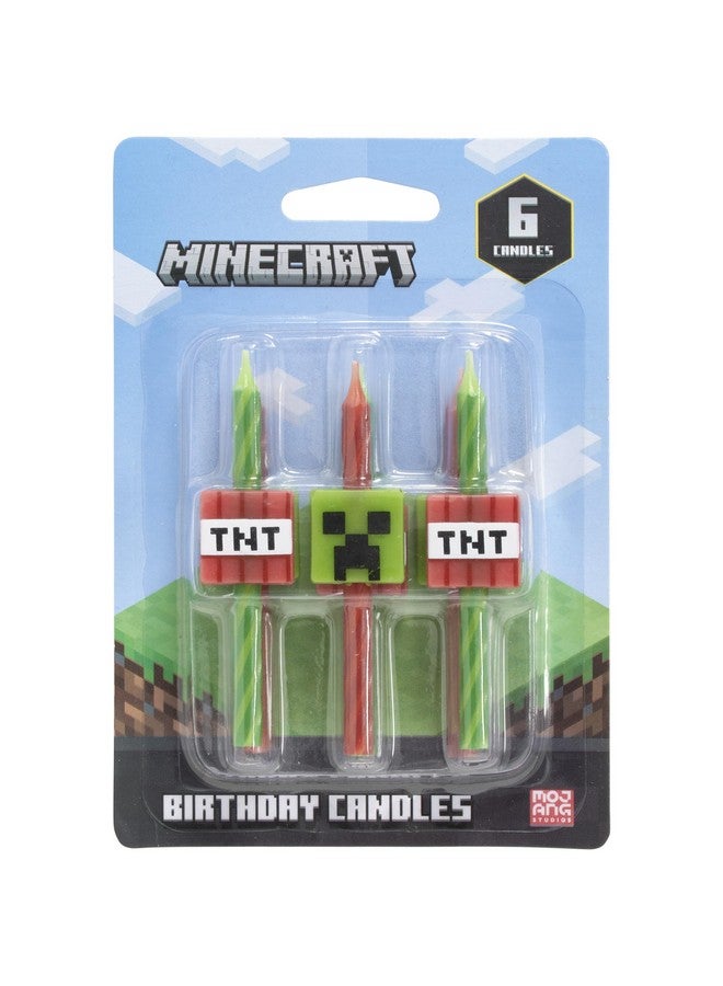 DecoPac Minecraft Birthday Cake Candles | 6 Birthday Candles for Cake Decorations, Red & Green Striped Candles, Cake Toppers for Minecraft Party - Image 3