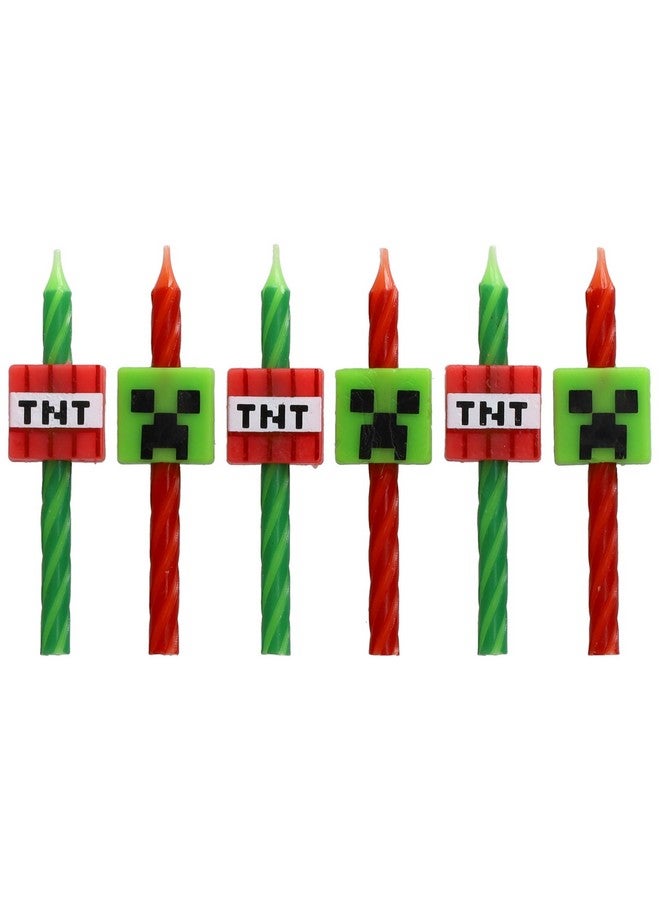 DecoPac Minecraft Birthday Cake Candles | 6 Birthday Candles for Cake Decorations, Red & Green Striped Candles, Cake Toppers for Minecraft Party - Image 4