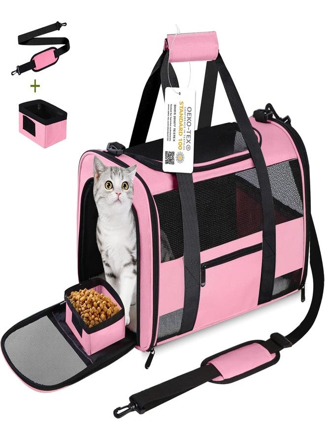 Seclato Cat Carrier Pet Carriers Airline Approved for Small Dogs Kitten Carriers for Small Medium Cats Under 15lb, Collapsible Soft Sided TSA Approved Travel Carrier, Pink - Image 1
