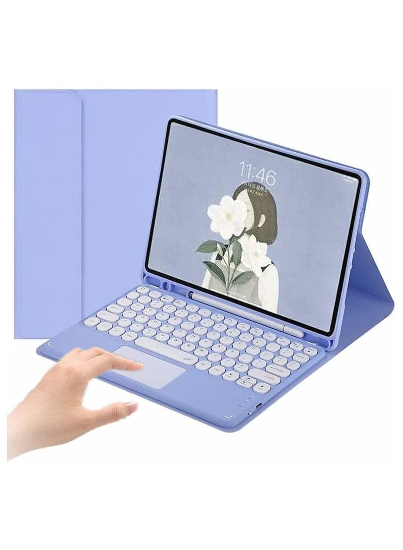 iPad 10th Generation 2022 Keyboard Case with Touchpad Cute Round Key Color Keyboard iPad 10 10.9 inch Detachable Touch Keyboard Slim Smart Cover with Pencil Holder (Purple)  - Image 1