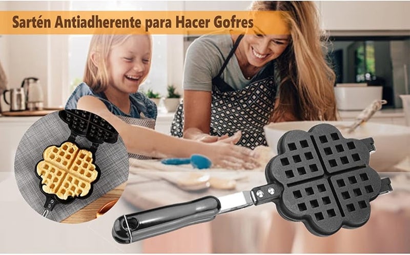 Heart Shape Waffle Maker Non Stick Stove Top Waffle Iron Pan Mold - Image 3
