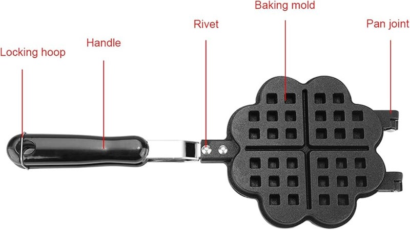 Heart Shape Waffle Maker Non Stick Stove Top Waffle Iron Pan Mold - Image 5