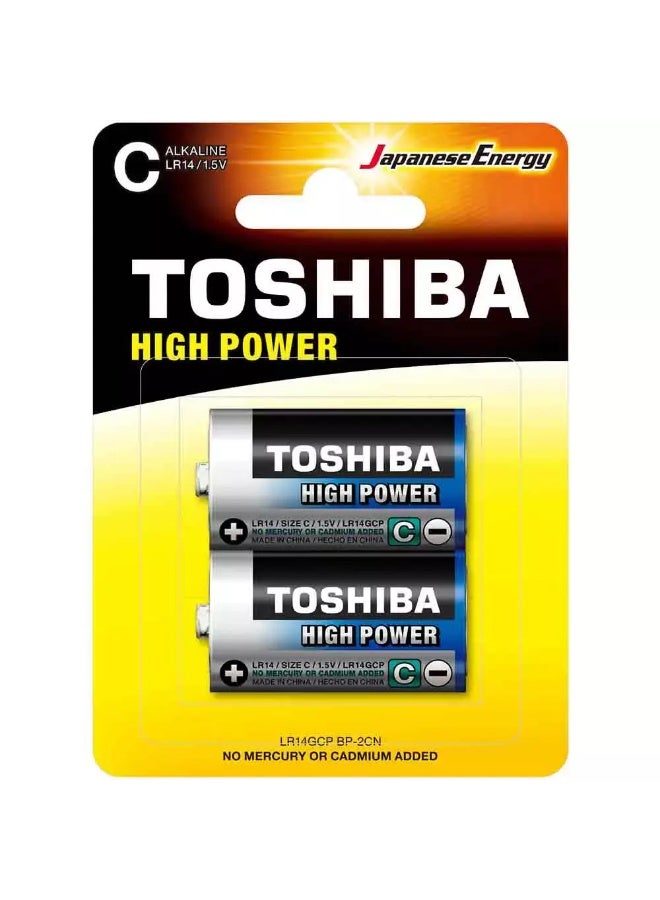 Toshiba High Power Alkaline - C LR14 1.5V Battery, Pack of 2 pcs - Image 1