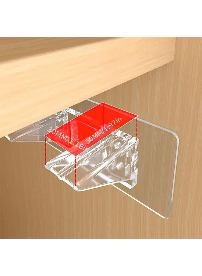 2pcs Transparent Self Adhesive Shelf Support Clips Thickened Load Bearing Brackets No Tools Needed - Image 5