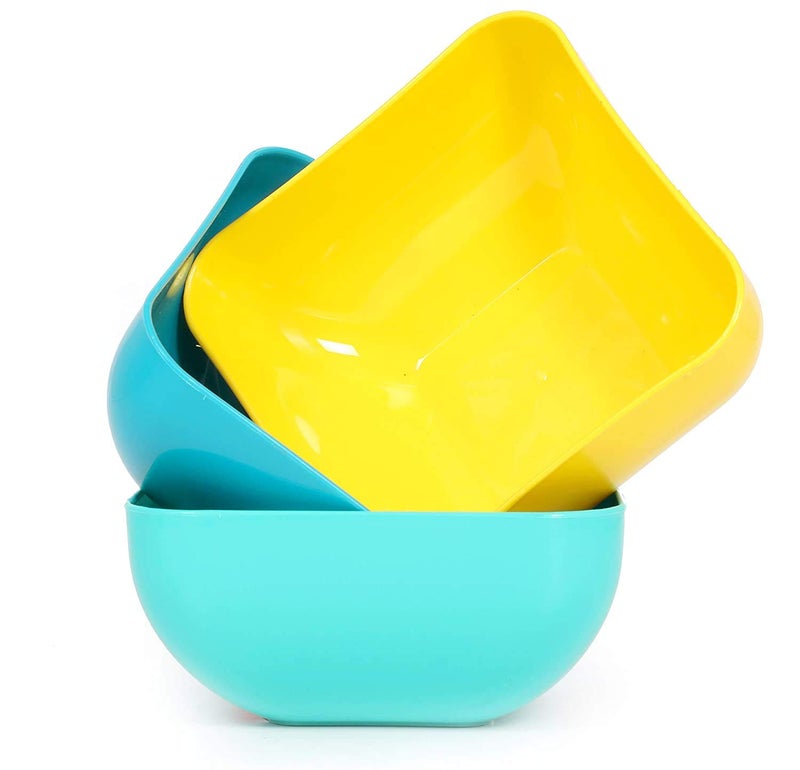Luxansa Multipurpose BPA Free Colorful Unbreakable Microwave Safe and Dishwasher Plastic Mixing Bowl Set for Kitchen Soup Bowls Serving Salads Snack Cake Pasta Rice Desert Dining Bowl and Food Kitchen 17 x 17 x 8 CM 1500 ML - Image 5