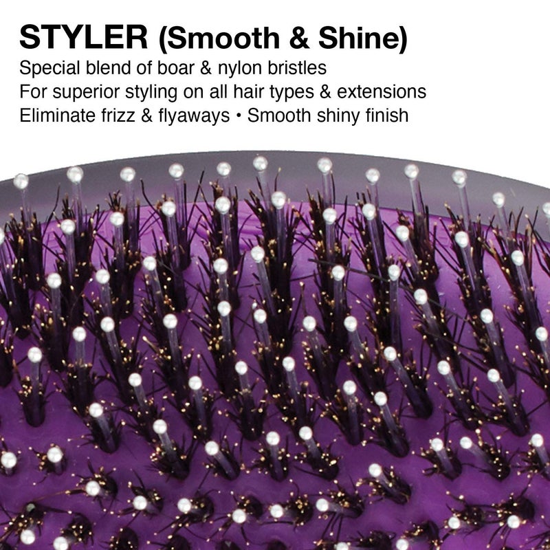 Olivia Garden OG Brush Styler, To Smooth and add Shine, All hair Types, removable cushion for easy cleaning, scalp hugging for scalp massage, gentle, for women, men, and children - Black Mini - Image 2