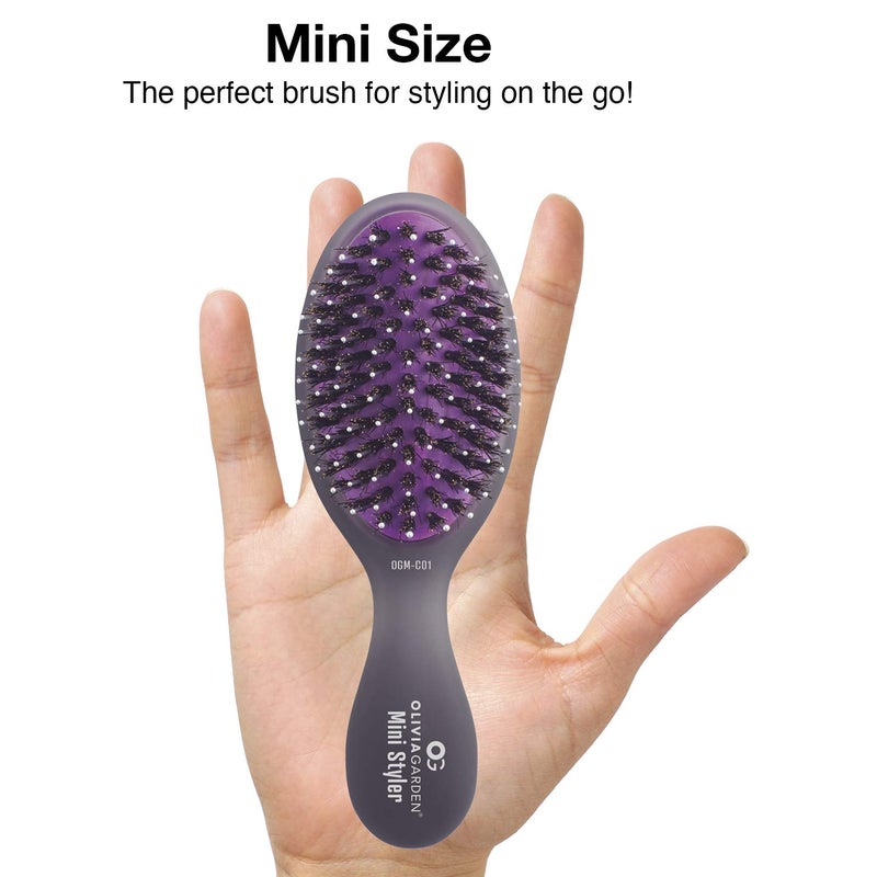 Olivia Garden OG Brush Styler, To Smooth and add Shine, All hair Types, removable cushion for easy cleaning, scalp hugging for scalp massage, gentle, for women, men, and children - Black Mini - Image 1