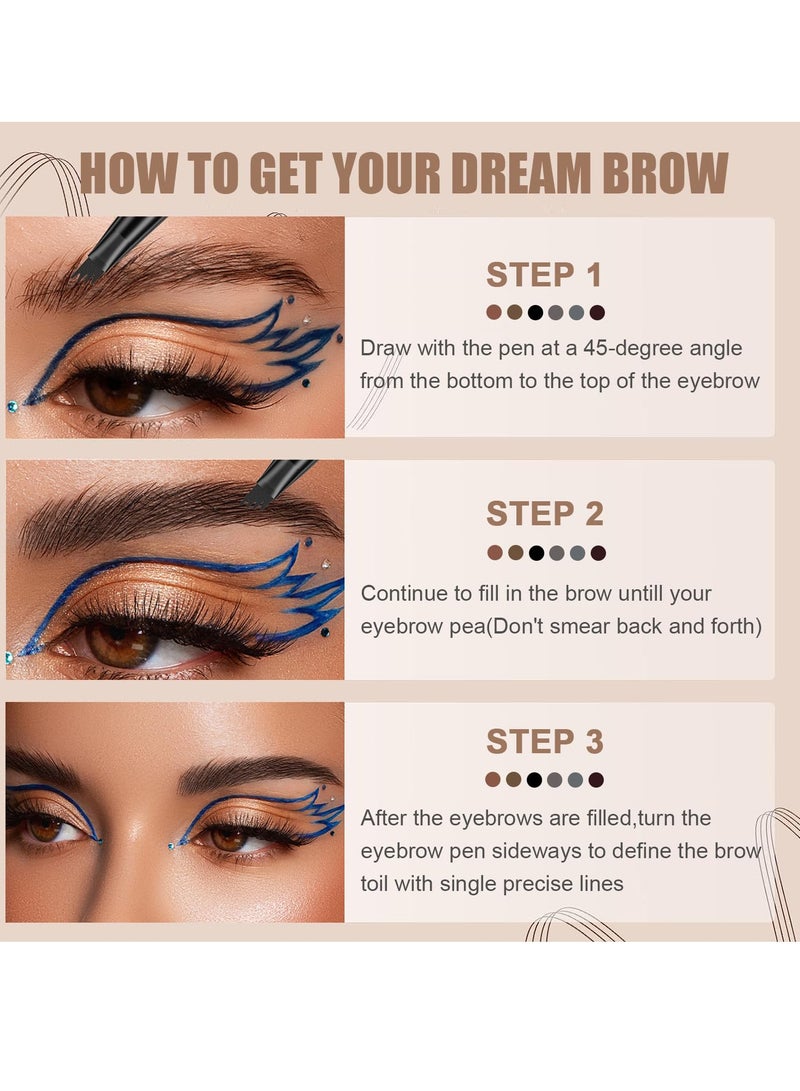 EXCEFORE 6 Pack Eyebrow Pencil, Long Lasting Waterproof Eyebrow Pen, Natural Looking and Stays on All Day (6 color) - Image 4