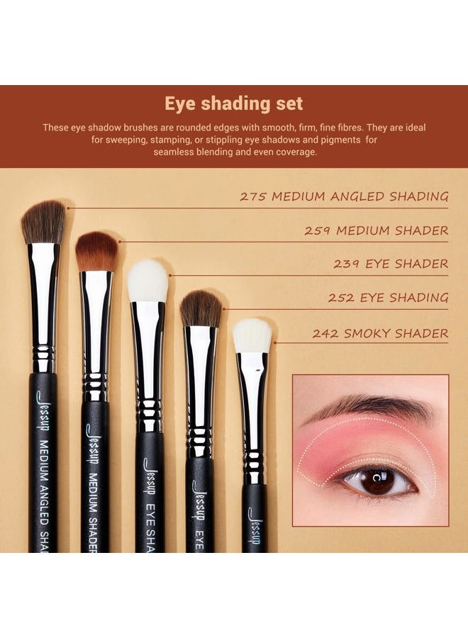 Jessup Eyeshadow Brush Set 12pcs Eye Makeup Brushes Set Professional Premium Sythetic Eye Shadow Blending Smoky Shader Concealer Brush Black T339 - Image 2