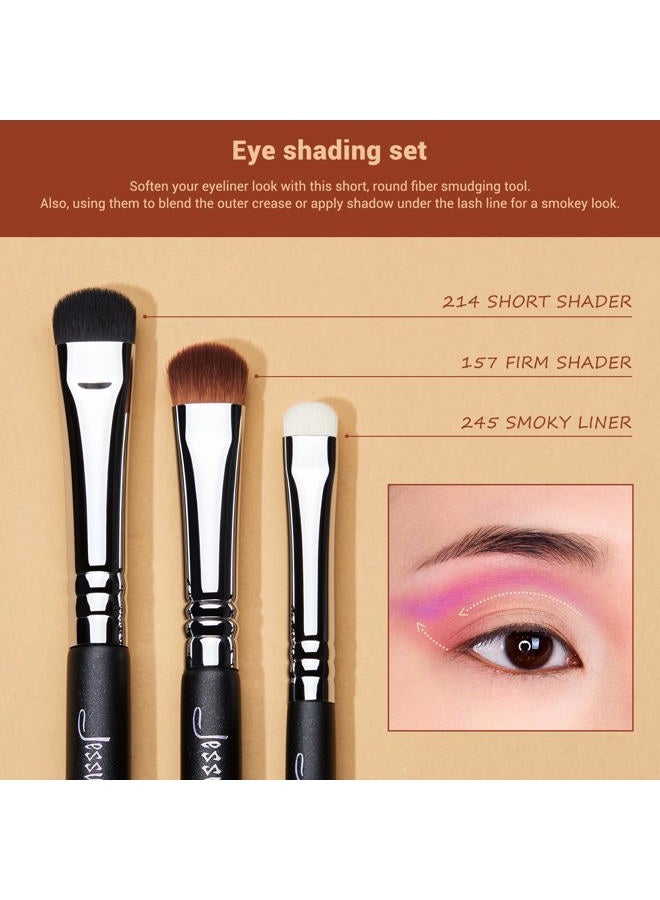 Jessup Eyeshadow Brush Set 12pcs Eye Makeup Brushes Set Professional Premium Sythetic Eye Shadow Blending Smoky Shader Concealer Brush Black T339 - Image 3