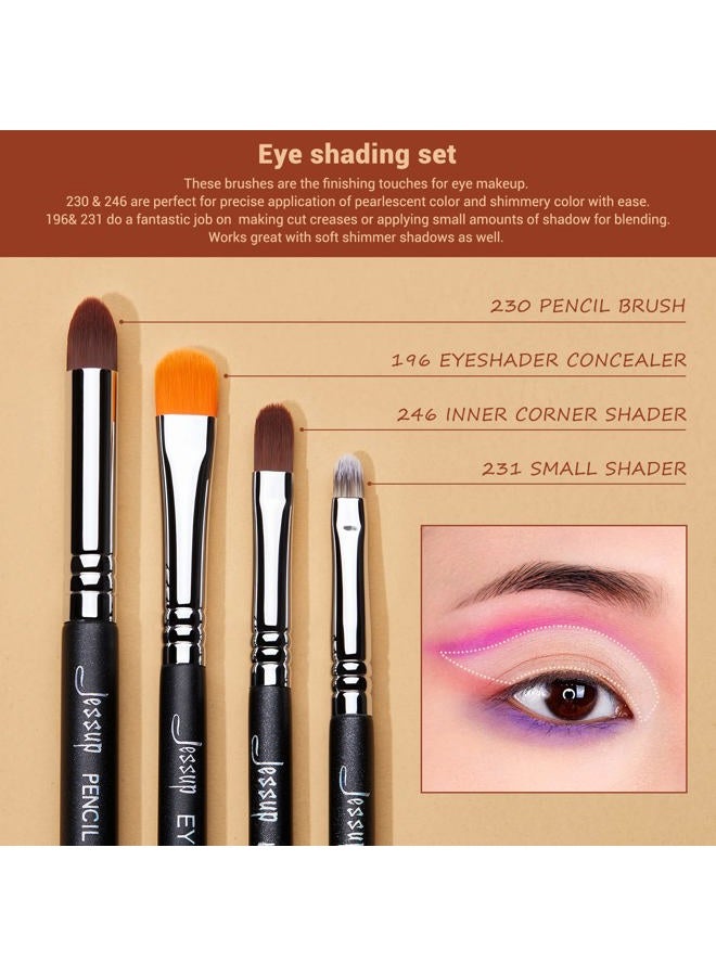 Jessup Eyeshadow Brush Set 12pcs Eye Makeup Brushes Set Professional Premium Sythetic Eye Shadow Blending Smoky Shader Concealer Brush Black T339 - Image 4