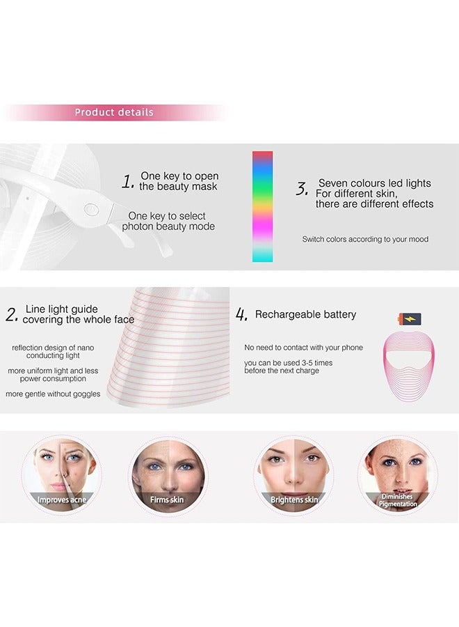 JCB CHIC 7 Colors LED Mask Facial Beauty Mask Photon Skin Rejuvenation Face Care Machine Anti-Aging Wrinkles Removal for Women(HYJ-908) - Image 4
