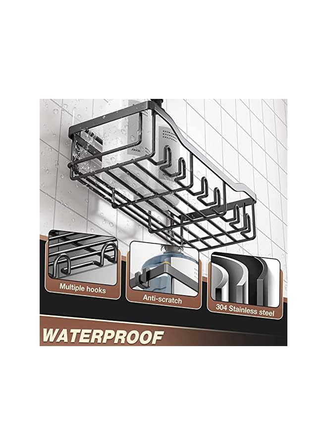 U-HOOME Shower Caddy Shelf (5-Pack), Adhesive Shower Organizer Rack No Drilling,Rustproof Stainless Steel Shower Rack With Soap Dish & Toothbrush Holder for Bathroom Storage - Image 4