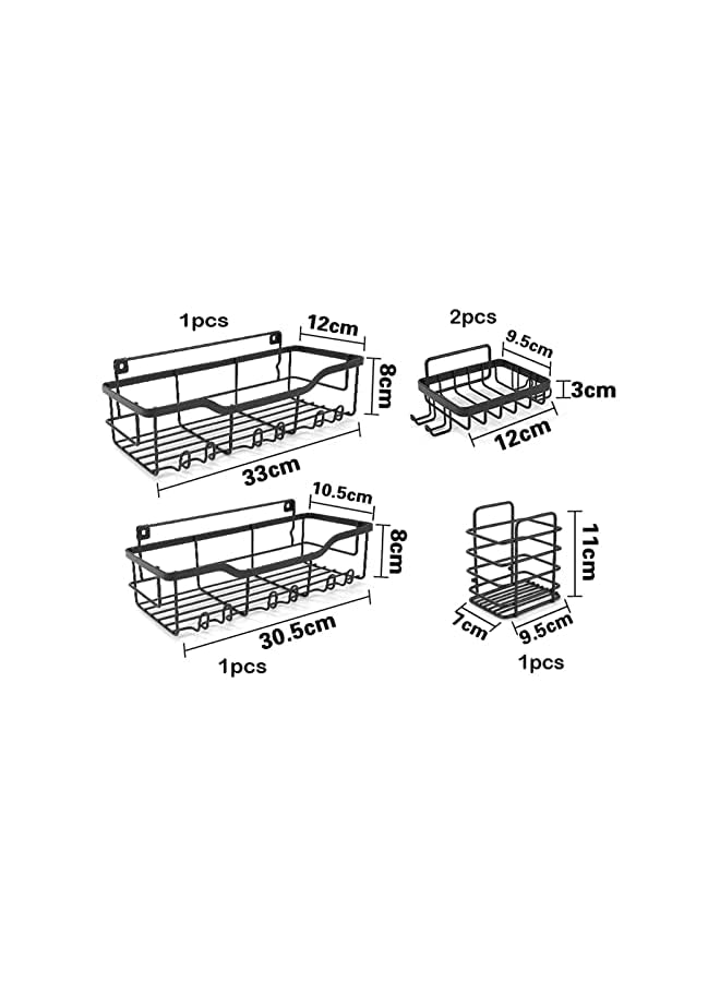 U-HOOME Shower Caddy Shelf (5-Pack), Adhesive Shower Organizer Rack No Drilling,Rustproof Stainless Steel Shower Rack With Soap Dish & Toothbrush Holder for Bathroom Storage - Image 5