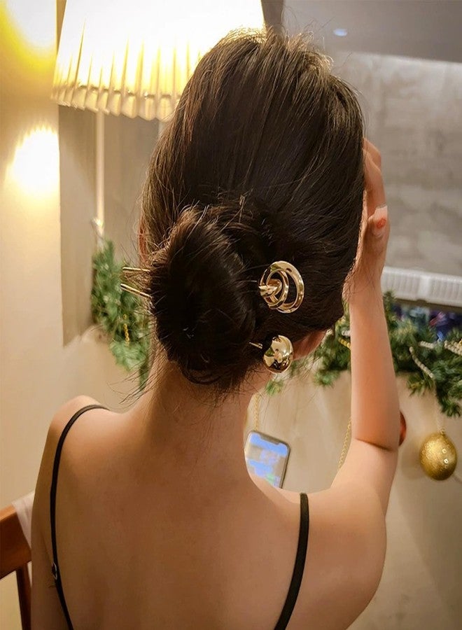 Snmzlc 4 Pcs Annular Ball Hair sticks for buns,Hair pins for women,Buns and Updos with No Hair Damage,Metal French Pin Great Hold,Suitable for fine & thick hairUS367 - Image 5