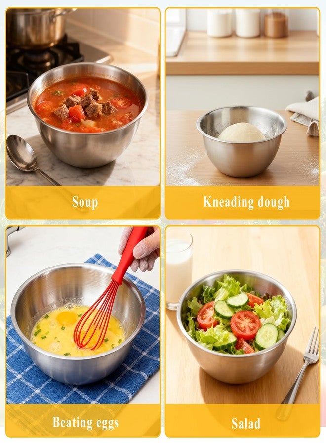 Zyghjort 3 Packs Stainless Steel Mixing Bowls with Measurement Marks, Thicker Stainless Steel Flat Bottom Mixing Bowls Set, Stackable Salad Bowl for Cooking, Baking, Salad, Vegetables - Image 5