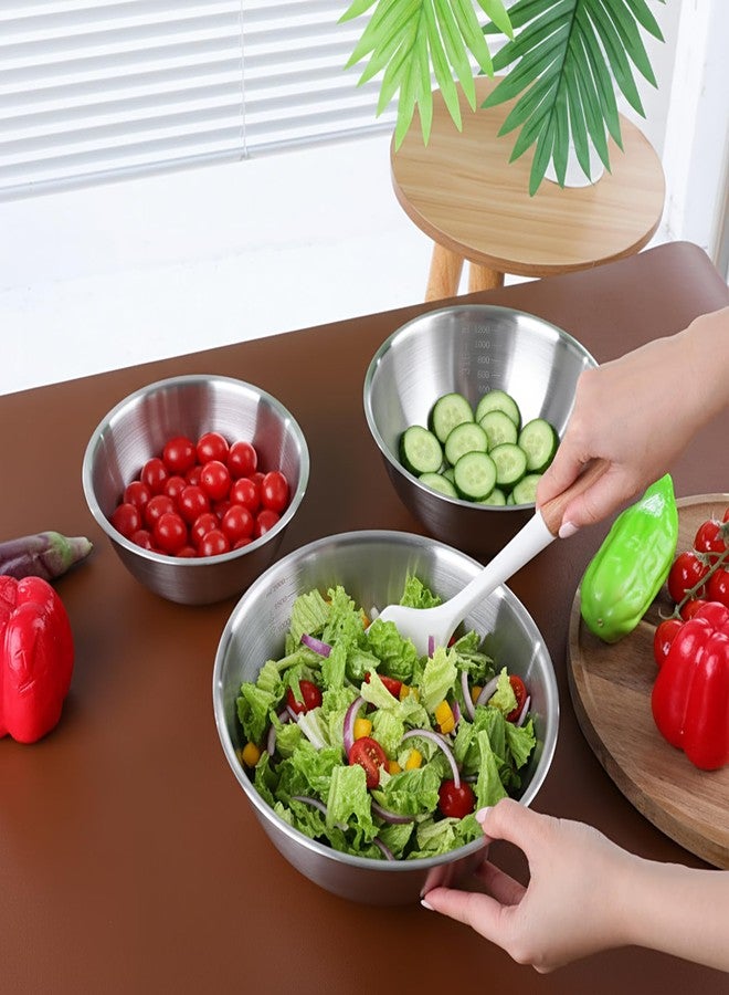 Zyghjort 3 Packs Stainless Steel Mixing Bowls with Measurement Marks, Thicker Stainless Steel Flat Bottom Mixing Bowls Set, Stackable Salad Bowl for Cooking, Baking, Salad, Vegetables - Image 4
