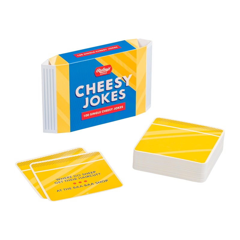 Ridley's Ridleyâ€™s 100 Single Cheesy Joke Cards â€“ Includes 100 Jokes for Kids and Adults, Funny Jokes for Family-Friendly Fun â€“ Makes a Great Gift Idea - Image 1