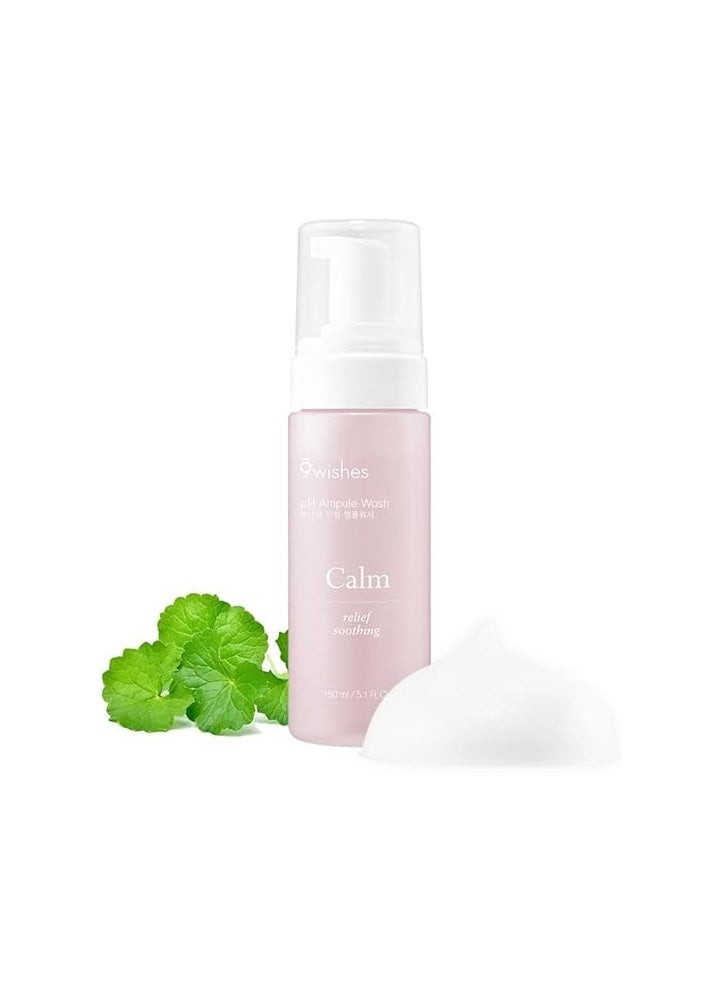 9 wishes 9 wishes Calm pH Ampule Wash 5.1 fl.oz, e150ml | Hypoallergenic Bubble Facial Cleanser with 53% Centella Asiatica Extract | Maintaining pH Balance, Dry Sensitive Skin Soothing, Calming Korean Skincare  - Image 1