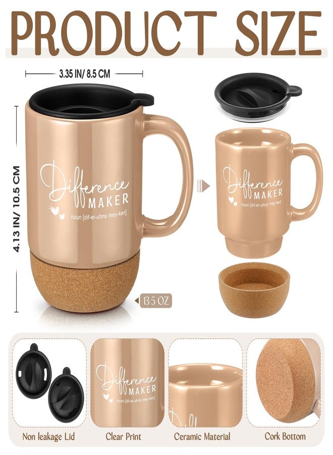 Vesici 4 Pcs Difference Maker Gift for Women Men Teacher Employee Appreciation Gift for Coworker Staff Coach Difference Maker Mug Notebook Scented Candle Motivational Ballpoint Pen for Valentines(Brown) - Image 3