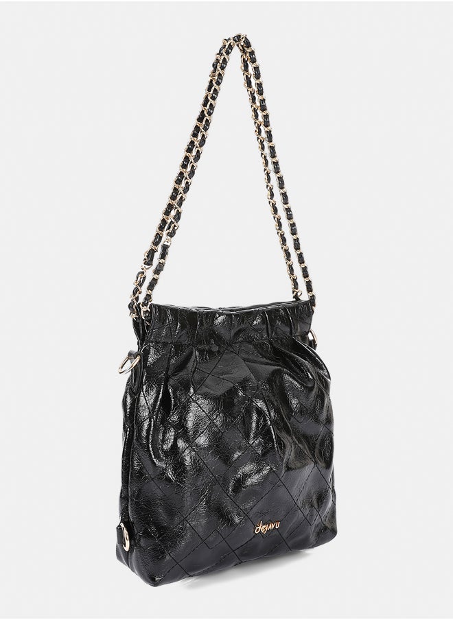 DejaVu Chain Handle Quilted Handbag - Black  - Image 2