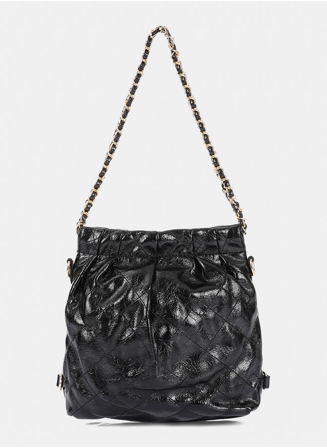 DejaVu Chain Handle Quilted Handbag - Black  - Image 3