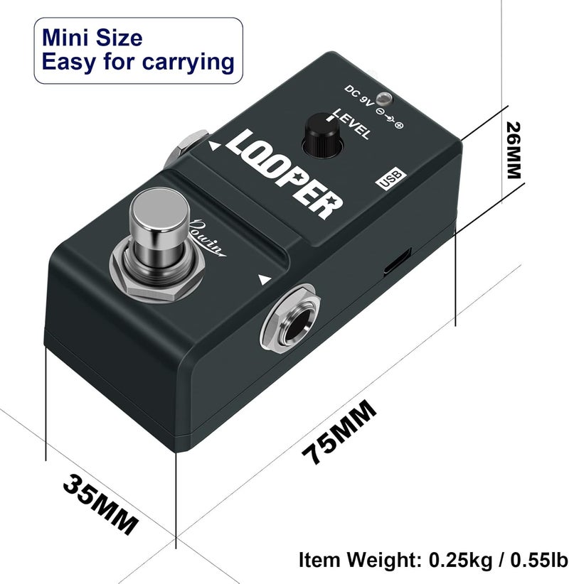 Rowin Tiny Looper Electric Guitar Effect Pedal 10 Minutes of Looping Unlimited Overdubs - Image 5