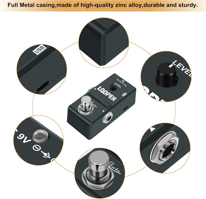 Rowin Tiny Looper Electric Guitar Effect Pedal 10 Minutes of Looping Unlimited Overdubs - Image 4