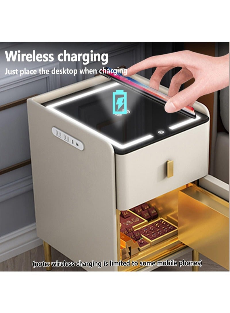 كيدل خزانة ذكية بجانب السرير آمنة للمنزل متكاملة مضادة للسرقة متعددة الوظائف شحن لاسلكي مع ضوء USB خزانة بجانب السرير فاخرة - Image 4